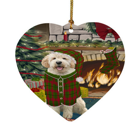 The Stocking was Hung Goldendoodle Dog Heart Christmas Ornament HPOR55673