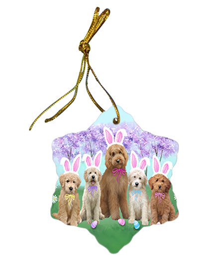 Easter Holiday Goldendoodles Dog Star Porcelain Ornament SPOR57301