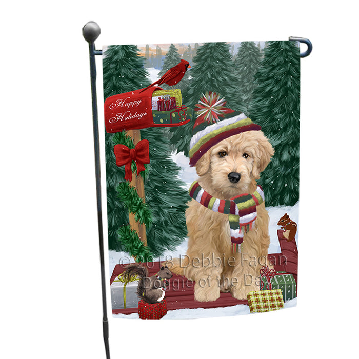 Merry Christmas Woodland Sled Goldendoodle Dog Garden Flag GFLG55229