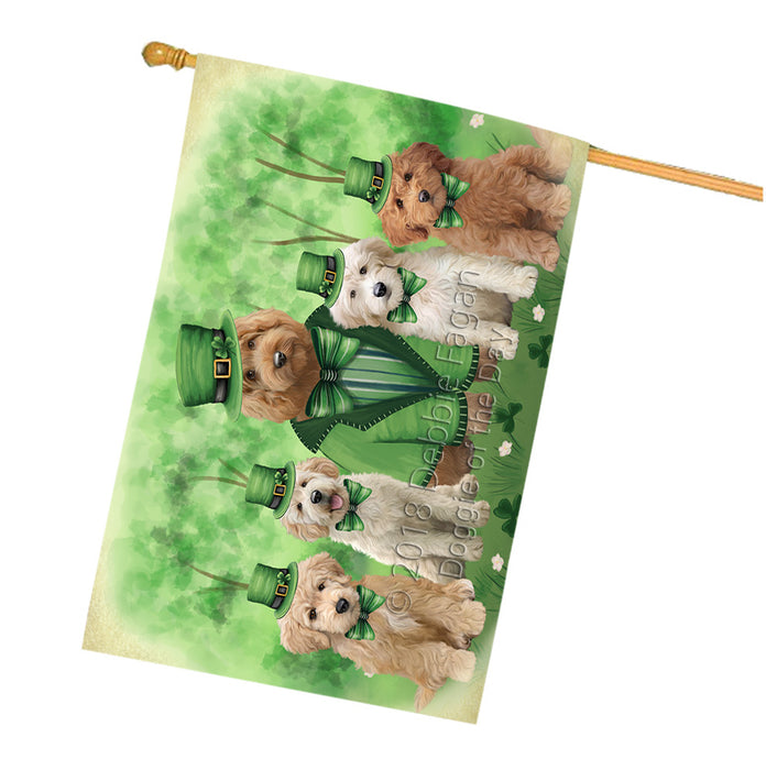 St. Patricks Day Irish Portrait Goldendoodle Dogs House Flag FLG65028