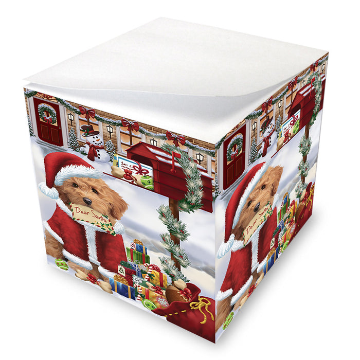 Goldendoodle Dog Dear Santa Letter Christmas Holiday Mailbox Note Cube NOC55184