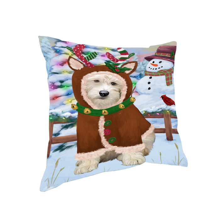 Christmas Gingerbread House Candyfest Goldendoodle Dog Pillow PIL79664