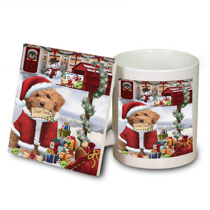 Goldendoodle Dog Dear Santa Letter Christmas Holiday Mailbox Mug and Coaster Set MUC53530