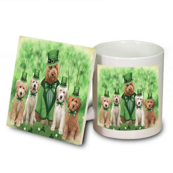 St. Patricks Day Irish Portrait Goldendoodle Dogs Mug and Coaster Set MUC56996