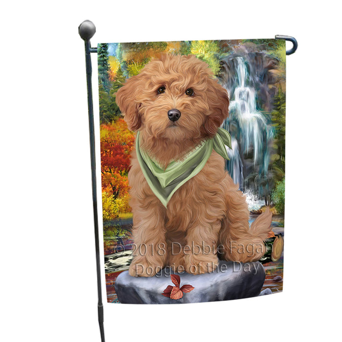 Scenic Waterfall Goldendoodle Dog Garden Flag GFLG51888