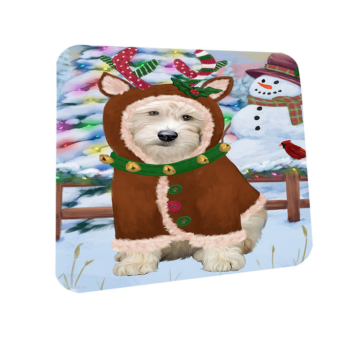 Christmas Gingerbread House Candyfest Goldendoodle Dog Coasters Set of 4 CST56301