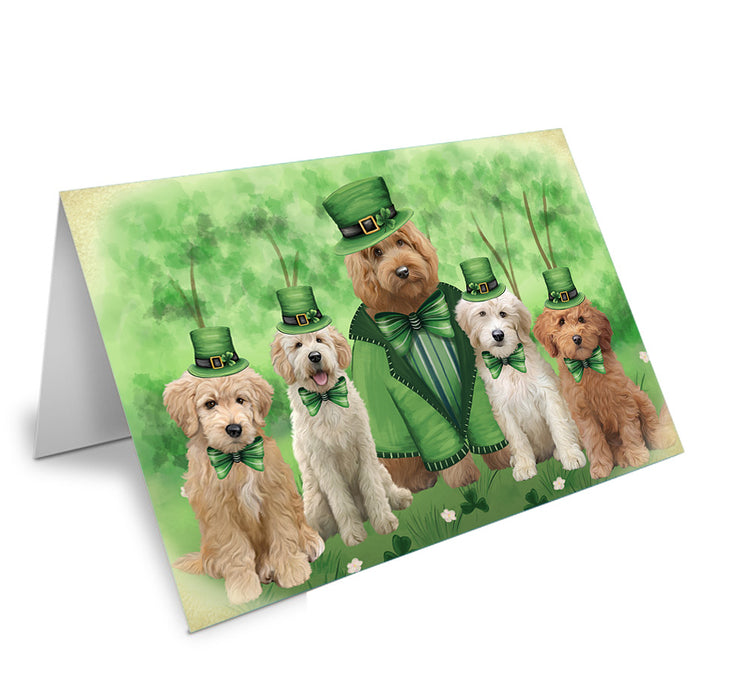 St. Patricks Day Irish Portrait Goldendoodle Dogs Handmade Artwork Assorted Pets Greeting Cards and Note Cards with Envelopes for All Occasions and Holiday Seasons GCD76526