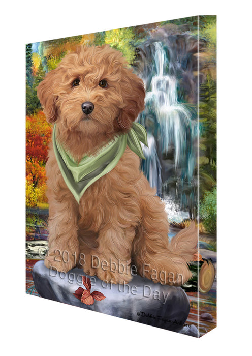 Scenic Waterfall Goldendoodle Dog Canvas Print Wall Art Décor CVS84284