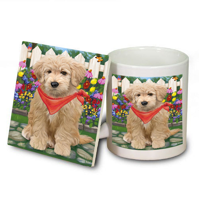 Spring Floral Goldendoodle Dog Mug and Coaster Set MUC52196