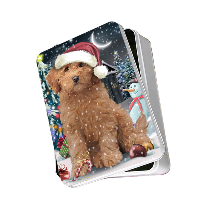 Have a Holly Jolly Goldendoodle Dog Christmas Photo Storage Tin PITN51653