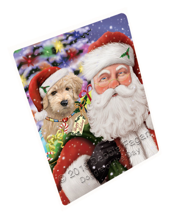 Santa Carrying Goldendoodle Dog and Christmas Presents Large Refrigerator / Dishwasher Magnet RMAG83004