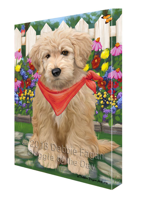 Spring Floral Goldendoodle Dog Canvas Print Wall Art Décor CVS87101