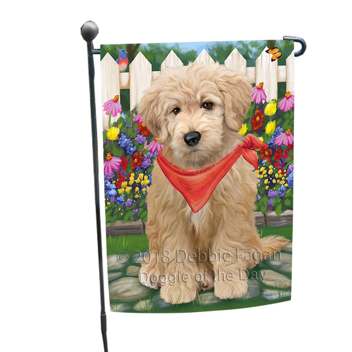 Spring Floral Goldendoodle Dog Garden Flag GFLG52201