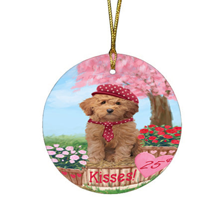 Rosie 25 Cent Kisses Goldendoodle Dog Round Flat Christmas Ornament RFPOR56230