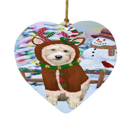 Christmas Gingerbread House Candyfest Goldendoodle Dog Heart Christmas Ornament HPOR56699