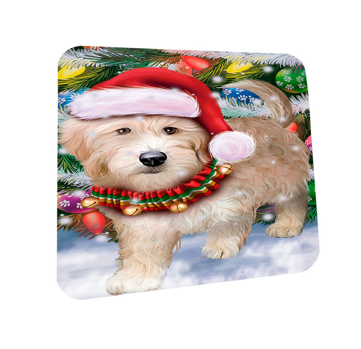 Trotting in the Snow Goldendoodle Dog Coasters Set of 4 CST54540