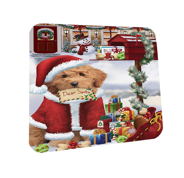 Goldendoodle Dog Dear Santa Letter Christmas Holiday Mailbox Coasters Set of 4 CST53496