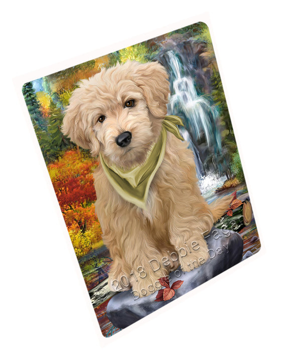 Scenic Waterfall Goldendoodle Dog Large Refrigerator / Dishwasher Magnet RMAG71850