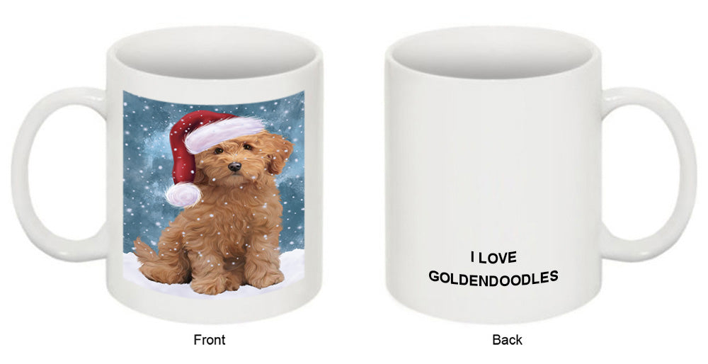 Let it Snow Christmas Holiday Goldendoodle Dog Wearing Santa Hat Coffee Mug MUG49694