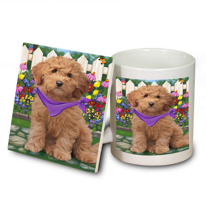 Spring Floral Goldendoodle Dog Mug and Coaster Set MUC52197