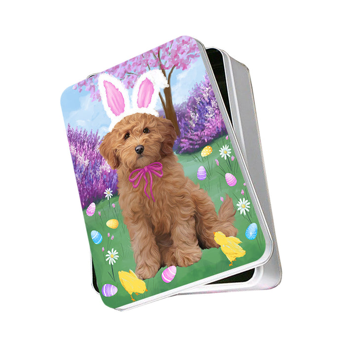 Easter Holiday Goldendoodle Dog Photo Storage Tin PITN56844