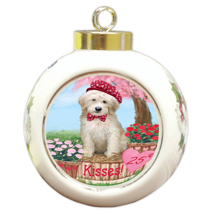 Rosie 25 Cent Kisses Goldendoodle Dog Round Ball Christmas Ornament RBPOR56231