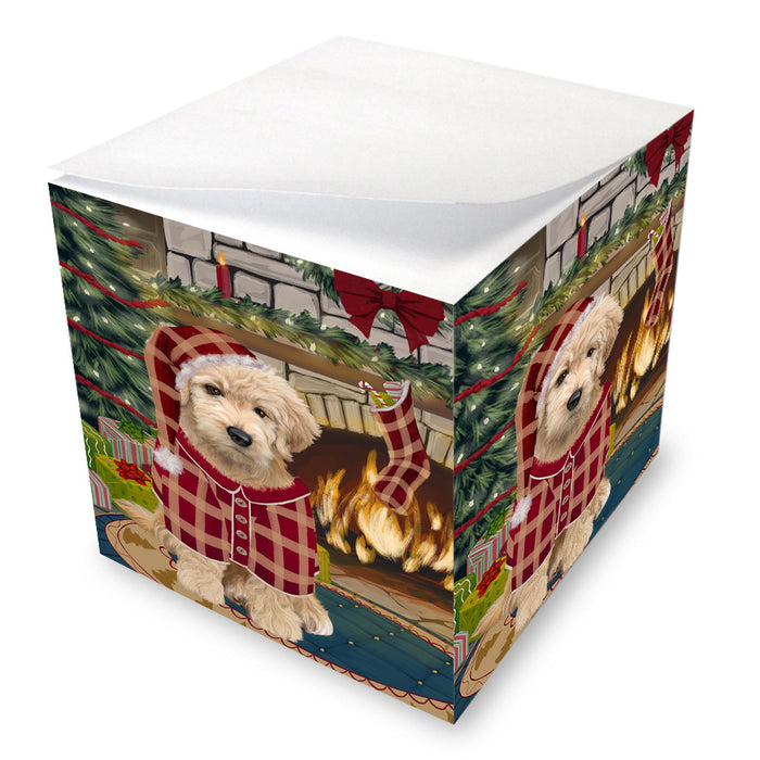 The Stocking was Hung Goldendoodle Dog Note Cube NOC53664