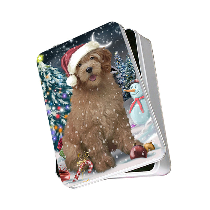 Have a Holly Jolly Goldendoodle Dog Christmas Photo Storage Tin PITN51654