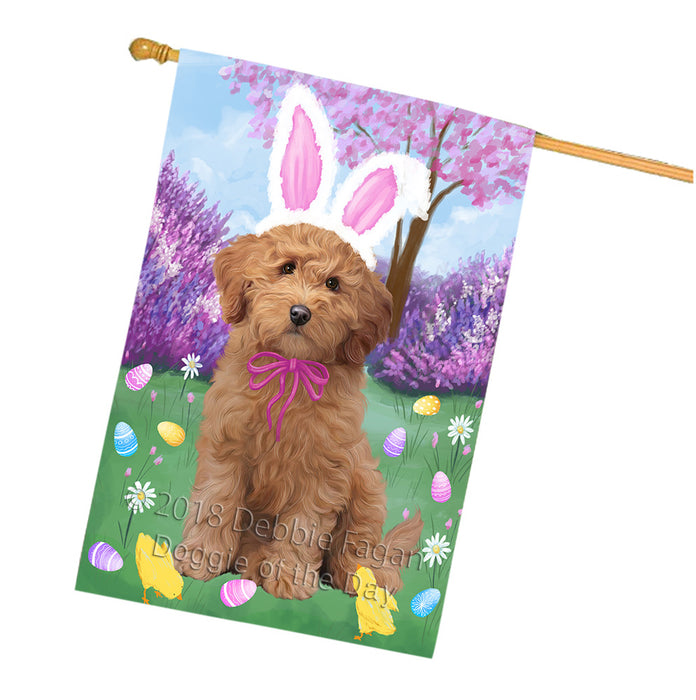 Easter Holiday Goldendoodle Dog House Flag FLG57607