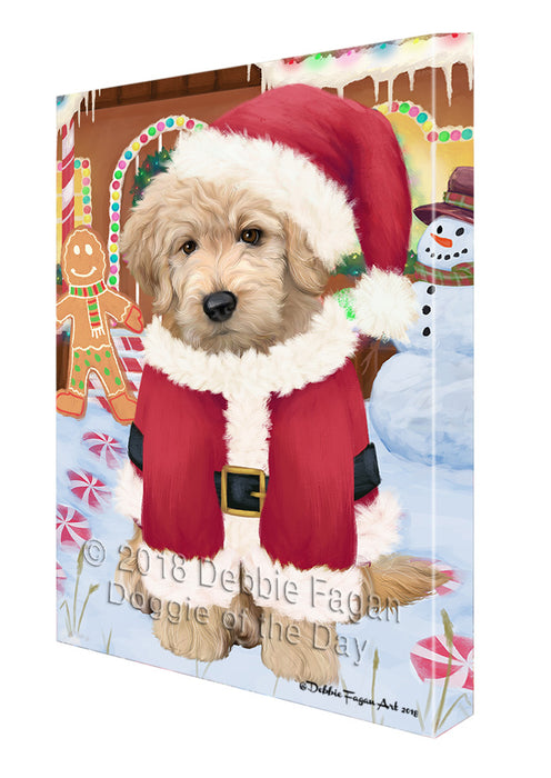 Christmas Gingerbread House Candyfest Goldendoodle Dog Canvas Print Wall Art Décor CVS129320