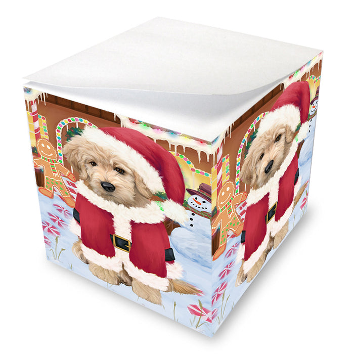 Christmas Gingerbread House Candyfest Goldendoodle Dog Note Cube NOC54416