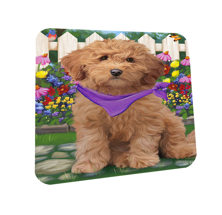 Spring Floral Goldendoodle Dog Coasters Set of 4 CST52216