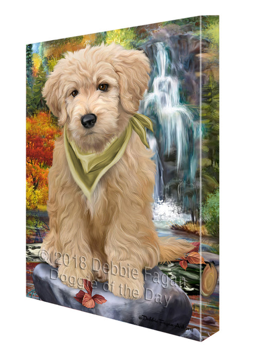 Scenic Waterfall Goldendoodle Dog Canvas Print Wall Art Décor CVS84293