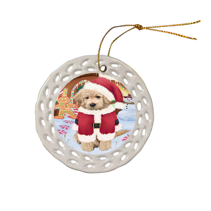 Christmas Gingerbread House Candyfest Goldendoodle Dog Ceramic Doily Ornament DPOR56700