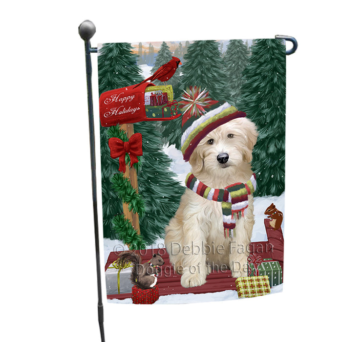 Merry Christmas Woodland Sled Goldendoodle Dog Garden Flag GFLG55230