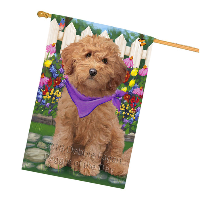 Spring Floral Goldendoodle Dog House Flag FLG52338