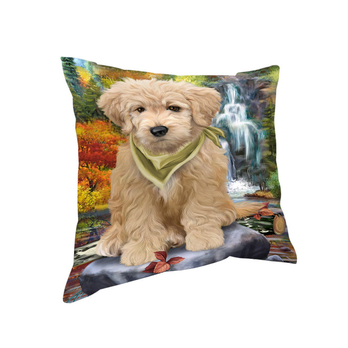 Scenic Waterfall Goldendoodle Dog Pillow PIL63932