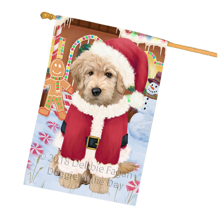 Christmas Gingerbread House Candyfest Goldendoodle Dog House Flag FLG57028