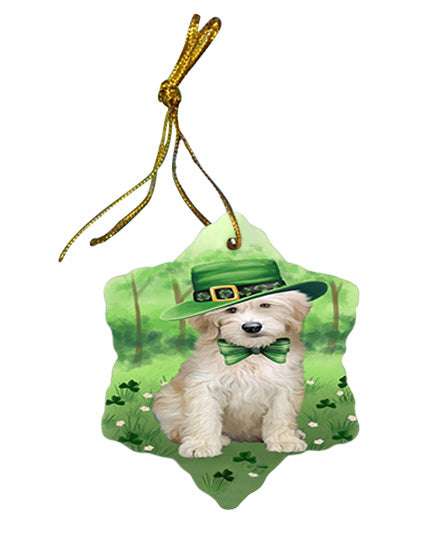 St. Patricks Day Irish Portrait Goldendoodle Dog Star Porcelain Ornament SPOR57945