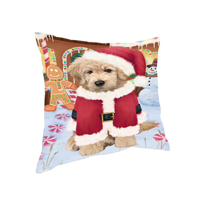 Christmas Gingerbread House Candyfest Goldendoodle Dog Pillow PIL79668