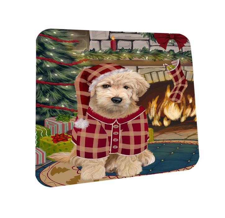 The Stocking was Hung Goldendoodle Dog Coasters Set of 4 CST55276