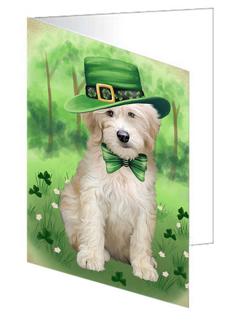 St. Patricks Day Irish Portrait Goldendoodle Dog Handmade Artwork Assorted Pets Greeting Cards and Note Cards with Envelopes for All Occasions and Holiday Seasons GCD76529