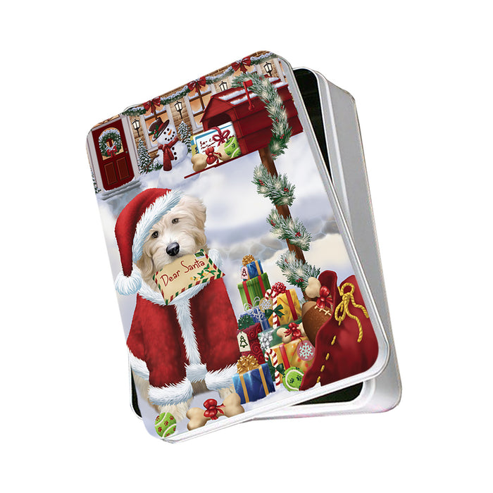 Goldendoodle Dog Dear Santa Letter Christmas Holiday Mailbox Photo Storage Tin PITN53539