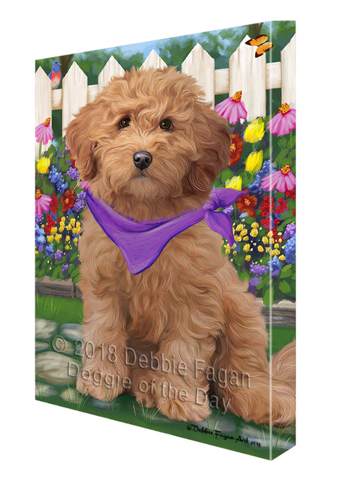 Spring Floral Goldendoodle Dog Canvas Print Wall Art Décor CVS87110