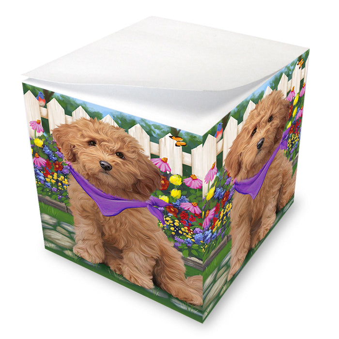 Spring Floral Goldendoodle Dog Note Cube NOC52205