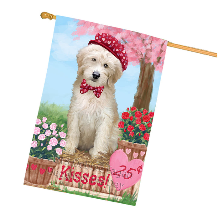 Rosie 25 Cent Kisses Goldendoodle Dog House Flag FLG56559