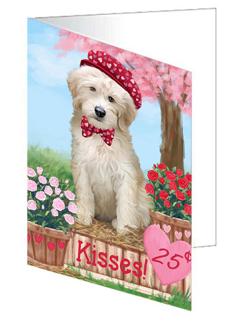 Rosie 25 Cent Kisses Goldendoodle Dog Handmade Artwork Assorted Pets Greeting Cards and Note Cards with Envelopes for All Occasions and Holiday Seasons GCD72140