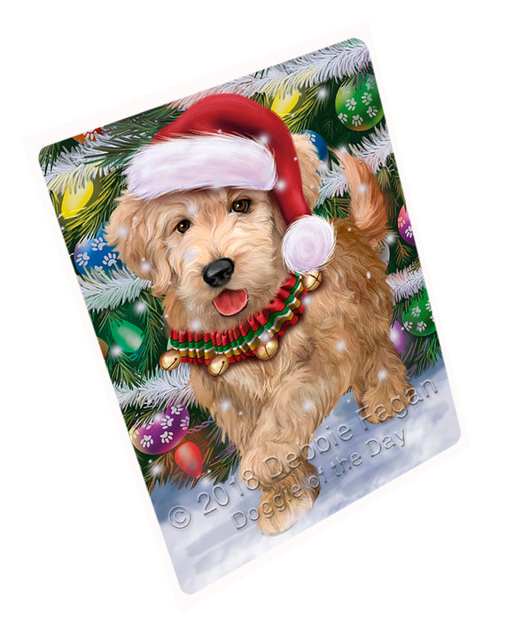Trotting in the Snow Goldendoodle Dog Cutting Board C68577