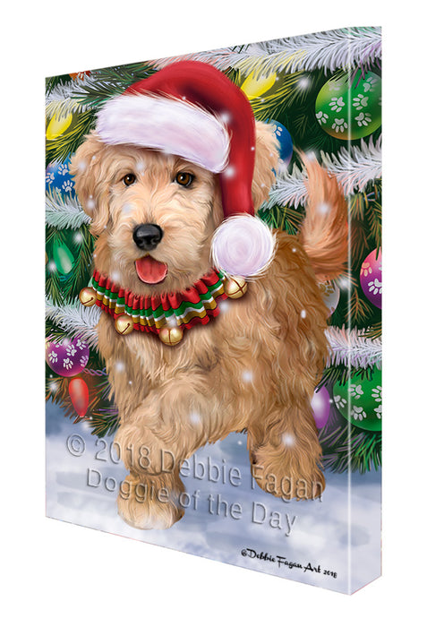 Trotting in the Snow Goldendoodle Dog Canvas Print Wall Art Décor CVS110249