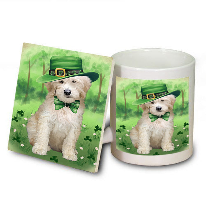 St. Patricks Day Irish Portrait Goldendoodle Dog Mug and Coaster Set MUC56997